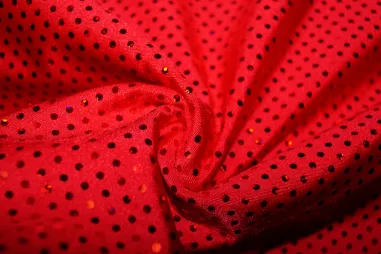 Stretch stof - rood - JT834 - Lycra stof - paillette - rood - 3294-19