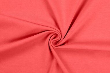 96% katoen, 4% spandex stoffen - Tricot stof - koraal - 0179-140
