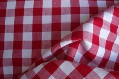 Bettwaren - NB 5583-15 Baumwolle Karo rot 1.5 cm 