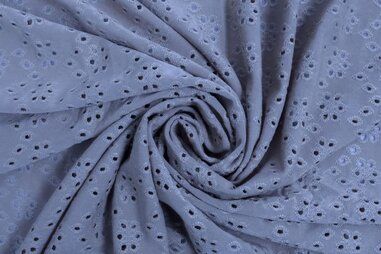 Bloemen motief stoffen - Tricot stof - broderie - blauw - 16695-630