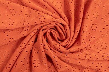 Bloemen motief stoffen - Tricot stof - broderie - coral - 16695-534