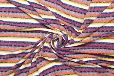 Strickstoffe - Strickstoff - Fein gestrickt gestreift - lila/orange/gelb - 316012-60