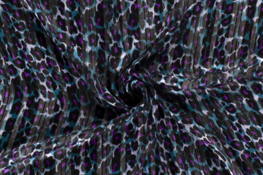 Polyester stoffen - Polyester stof - chiffon dierenprint - petrol - 18050-024