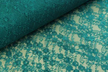 BU stoffen - Spitze - blumen - petrol - 4800-018