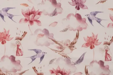 Bloemen motief stoffen - Tricot stof - french terry fairies - nude - OR4817-131