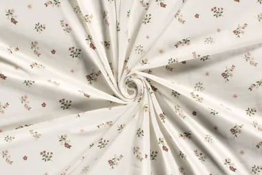 B-Trendy, editie 25 - Tricot stof - bedrukt bloemen - gebroken wit - 25/19459-051