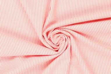 Zalmroze stoffen - Katoen stof - seersucker stripe - zalmroze - 0951-880