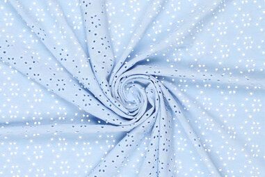 180gr/M² - Tricot stof - broderie bloemen - lichtblauw - 16695-635