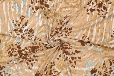 160gr/M² - Polyester stof - travel animal - beige - 18574-098