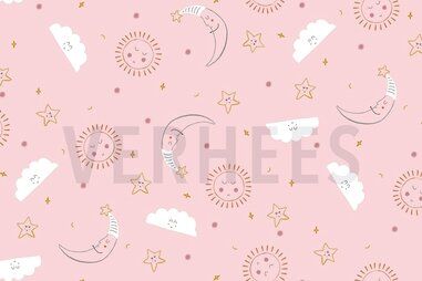 Fantasie stoffen - Flanel stof - sweet dreams - lichtroze - 9815-009