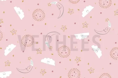 Roze stoffen - Flanel stof - sweet dreams - lichtroze - 9815-009