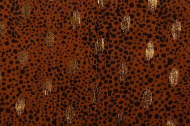 70gr/M² - Polyester stof - yoryo chiffon foil mini animal - oranje - 16860-456