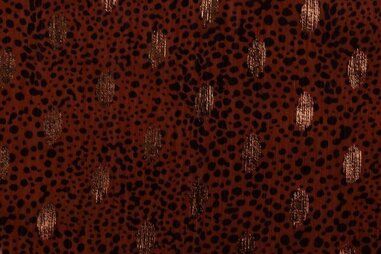 70gr/M² - Polyester stof - yoryo chiffon foil mini animal - rood - 16860-455