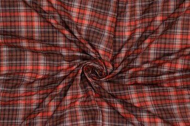 rode stoffen - Katoen stof - seersucker ruit - rood - 311045-21