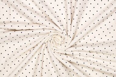 55% linnen, 45% viscose - Linnen stof - half linnen dots - gebroken wit - 310223-40