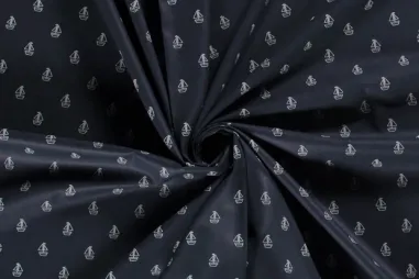 katoenen stoffen met print - Katoen stof - zeilboten - donkerblauw - 19472-008