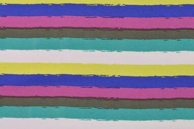 KC stoffen - Jersey Stoff - gestreift - blau rosa gelb - K10182-510
