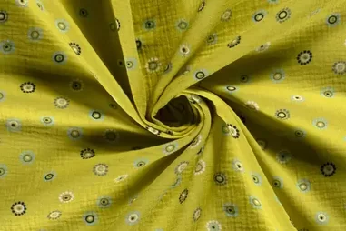 Stoffe - Musselin - mit Blumendruck - apfelgrün - 19182-023