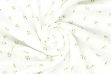Babykleding stoffen - Katoen stof - hydrofielstof bloemetjes - wit groen - 19712-020