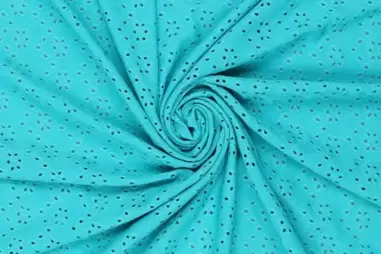 180gr/M² - Tricot stof - broderie - turquoise - 16695-660