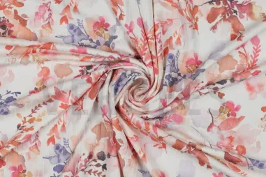 Stoffe - Jersey Stoff - digitale Rippe Blätter - off-white - 5925-001