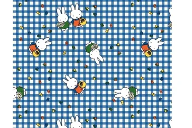 Babykleding stoffen - Tricot stof - Nijntje Miffy check - blauw - 664005-20
