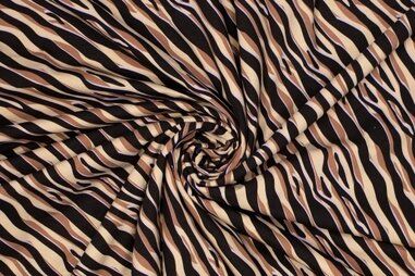 Voorjaar stoffen - Tricot stof - zebraprint - zwart beige lila - 340158-20