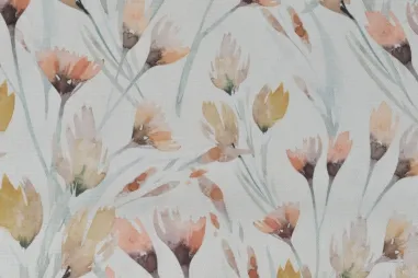 Bloemen motief stoffen - Katoen stof - digitaal half panama flowers - wit - K67516-520