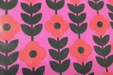 Geplastificeerde stoffen - Geplastificeerd katoen stof - poplin met coating Moos Flower - rood - 358004 