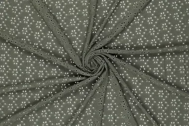 180gr/M² - Tricot stof - broderie - olijf groen - 16695-215