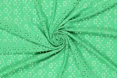 Smaragdgroen - Tricot stof - broderie - smaragdgroen - 16695-307