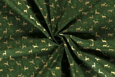 Weihnachtsbaumwollstoffe - Katoen stof - kerstrendieren - donker groen - 16722-028