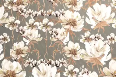 305gr/M² - Polyester stof - interieur en decoratiestof digitaal bloemen - oud groen - 1634-027