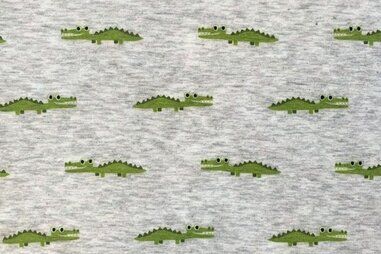 Uitverkoop - Joggingstof - happy crocci krokodil - off-white - 18615-020