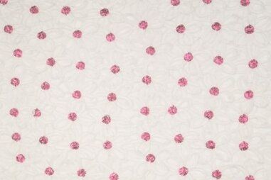 Tule stoffen - Tule stof - bloemen roze stamper - wit - 960554-83