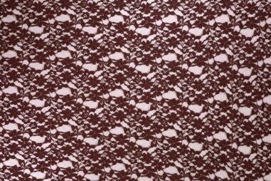 Donkerrode stoffen - Kant stof - bloemen - bruin - 470000-361