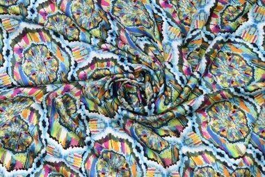 75gr/M² - Polyester stof - digitaal abstract - blauw multi - 924016-52