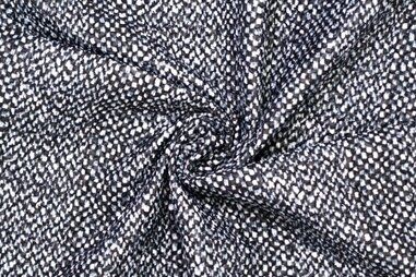 Gestepte voering stoffen - Polyester stof - geweven quilted - blauw zwart - 822006-71