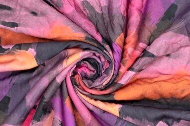 Multi kleur stoffen - Viscose stof - digitaal abstract - 928300 - multi roze - 926300-10