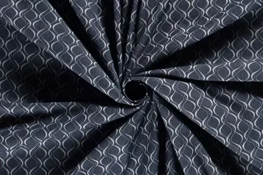 75% katoen, 23% polyester, 2% elastan stoffen - Spijkerstof - stretch - abstract - marine - 20002-008