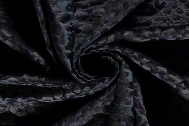 Avondkleding stoffen - Polyester stof - fluweel - panter - marine - 20056-008