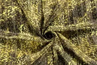 Voile stoffen - Voile stof - Chiffon - lurex - panter - kaki - 20172-027