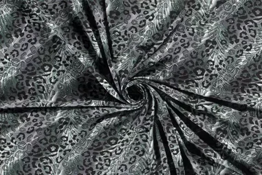 95% viscose, 5% elastan stoffen - Tricot stof - panter - donkergroen - 20194-028