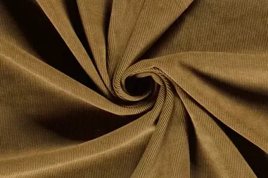99% polyester, 1% elastan stoffen - Ribcord stof - baby corduroy - camel - 20019-053