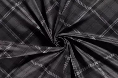 50% polyester, 45% viscose, 5% elastan stoffen - Tricot stof - punta di roma - geruit - grijs - 20044-063