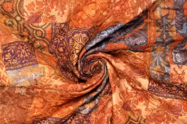 Doorgestikte stof - Doorgestikte stof - gestept patchwork - oranje - 20028-445