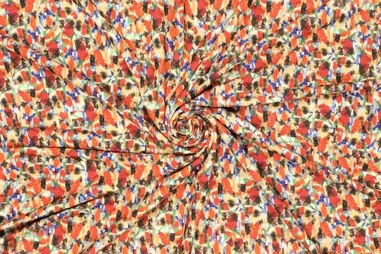 80% viscose, 20% polyamide - Viscose stof - camo watercolour - rood/geel - 20131-445
