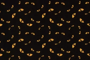 2023 - Tricot stof - Halloween kattenoog - zwart/geel - 20851-069