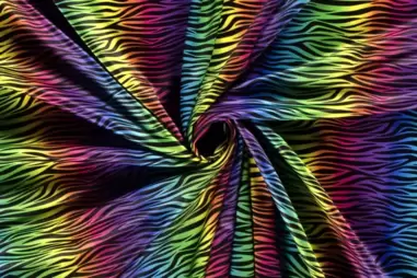 Danskleding stoffen - Tricot stof - digitaal zebra - zwart/multi - 20819-069