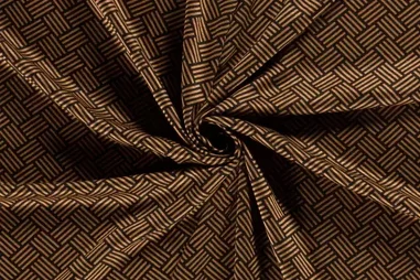 55% polyester, 45% viscose stoffen - Tricot stof - viscose - brique/zwart -20091-056